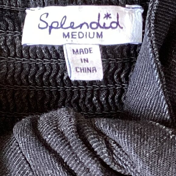 Splendid Linen Blend Button-Front Sleeveless Sundress Sz M Black 283J - Picture 6 of 8